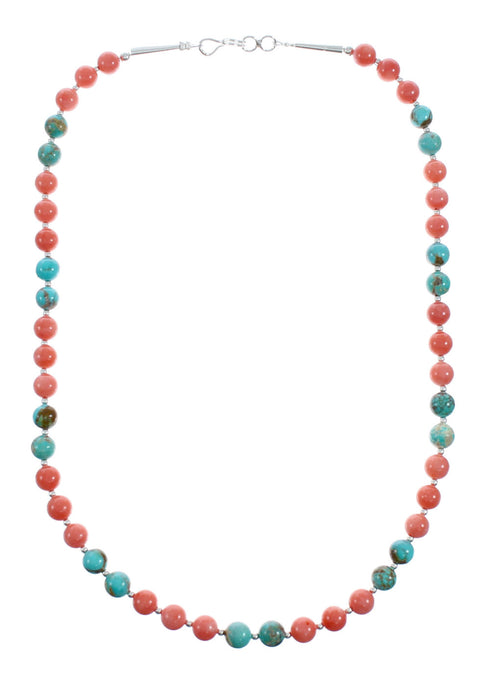 Native American Navajo Multicolor Sterling Silver Bead Necklace X10794